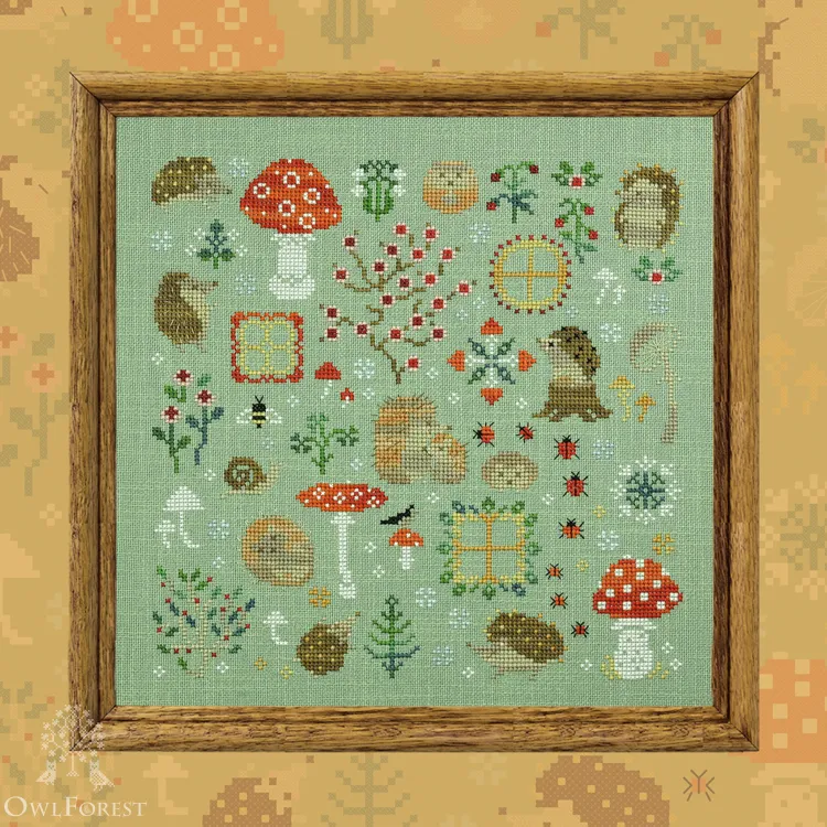 Printed embroidery chart “Hedgehog Meadow”