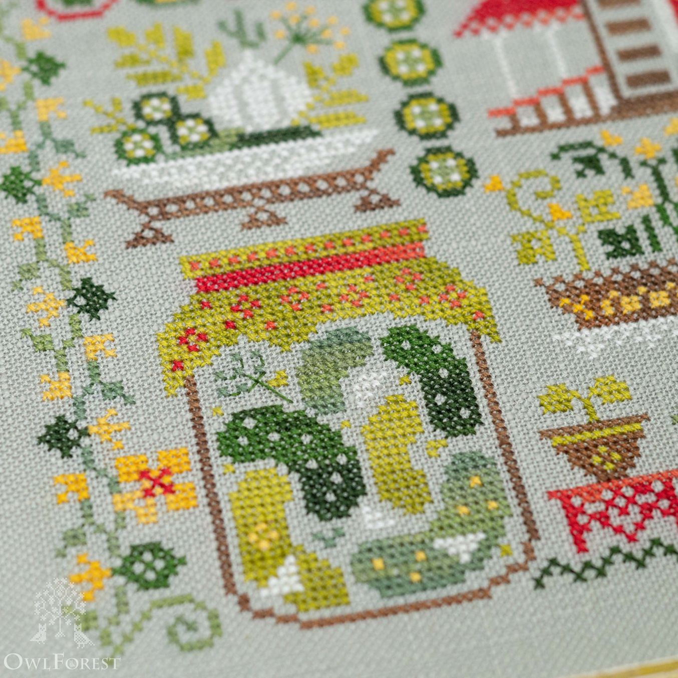 Printed embroidery chart “Harvest Season. Cucumbers” Owlforest Embroidery