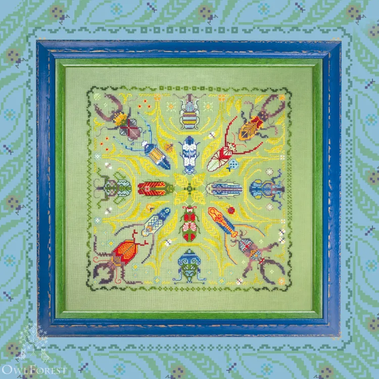 Printed embroidery chart “Bright Beetles”