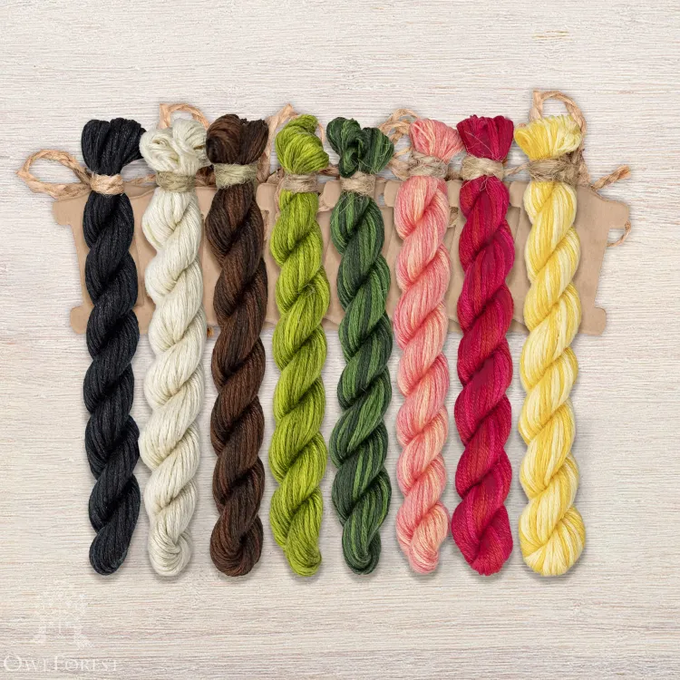 Set of OwlForest Hand-Dyed Threads for the “Toad Opera” Chart (Thread Trade n.a. Kirov)