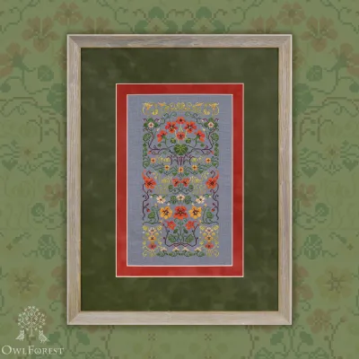 Digital embroidery chart “Fiery Nasturtium”