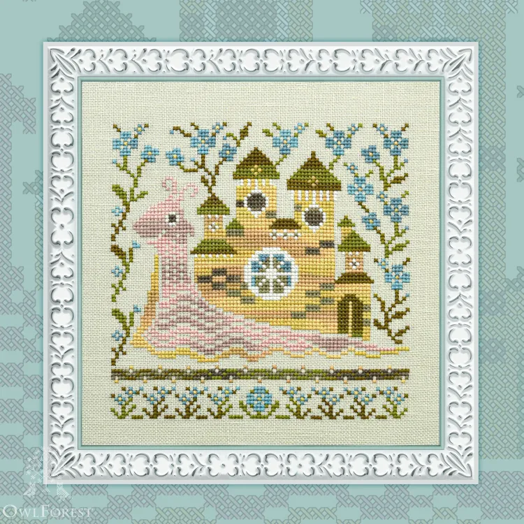 Digital embroidery chart “Snail Houses. Forget-me-nots”