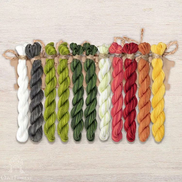 Set of OwlForest Hand-Dyed Threads for the “Watermelon Alphabet” Chart  RU (Thread Trade n.a. Kirov)