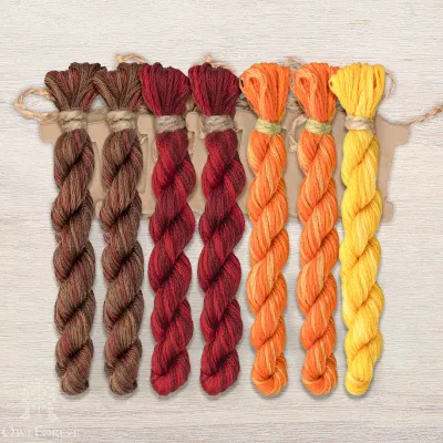 Set of OwlForest Hand-Dyed Threads for the “Cat Carriage” Chart (DMC)