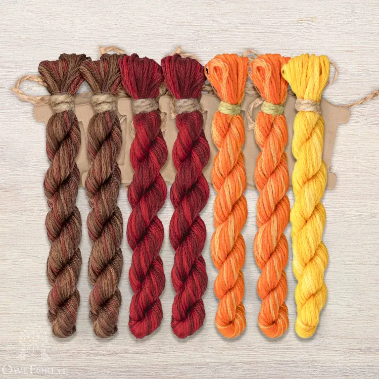 Set of OwlForest Hand-Dyed Threads for the “Cat Carriage” Chart (DMC)