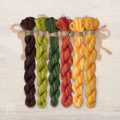 Set of OwlForest Hand-Dyed Threads for the “Fiery Nasturtium” Chart (DMC)