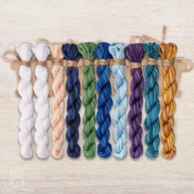 Set of OwlForest Hand-Dyed Threads for the “Swan Lake” Chart (DMC)