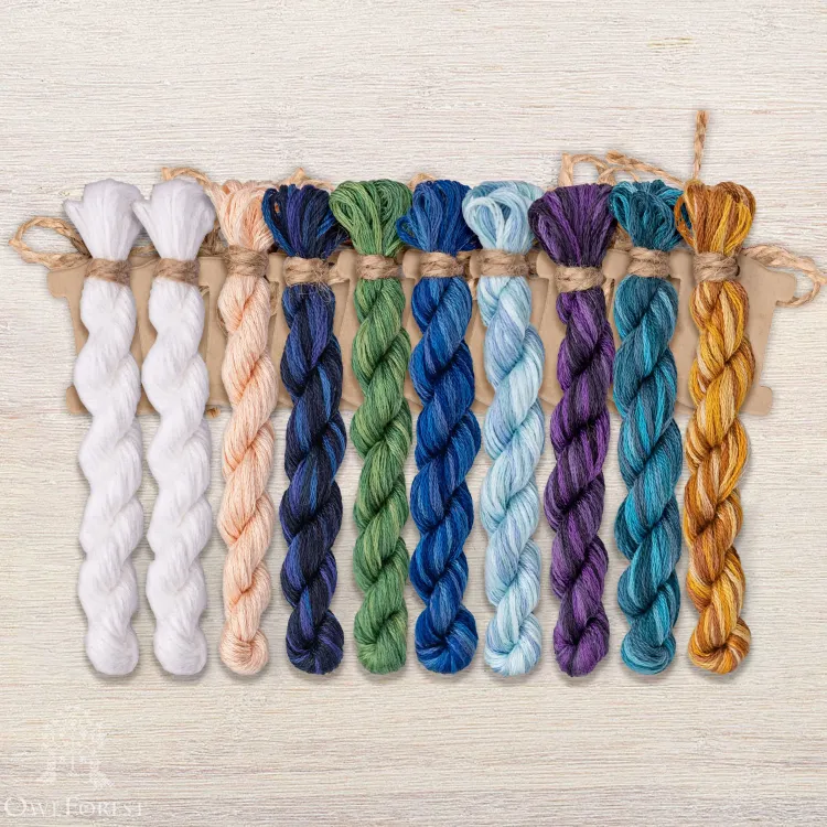 Set of OwlForest Hand-Dyed Threads for the “Swan Lake” Chart (DMC)