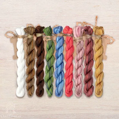 Set of OwlForest Hand-Dyed Threads for the “The Bear Family Portrait” Chart (Thread Trade n.a. Kirov)
