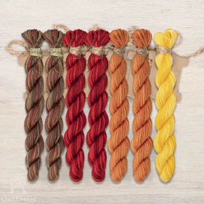 Set of OwlForest Hand-Dyed Threads for the “Cat Carriage” Chart (Thread Trade n.a. Kirov)