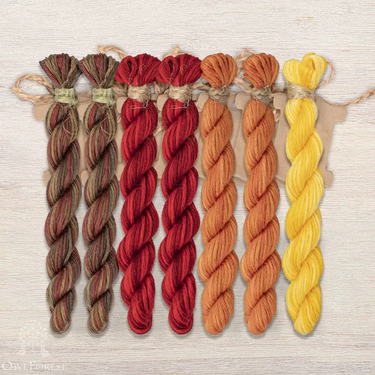 Set of OwlForest Hand-Dyed Threads for the “Cat Carriage” Chart (Thread Trade n.a. Kirov)