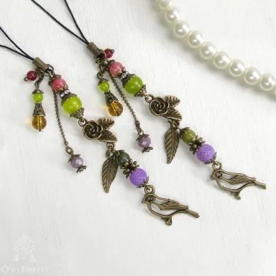 Scissor Fob “Sparkling Spring” Bronzy Metal Color Fittings