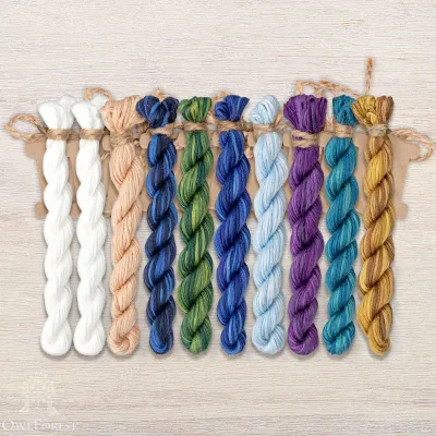 Set of OwlForest Hand-Dyed Threads for the “Swan Lake” Chart (Thread Trade n.a. Kirov)
