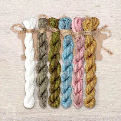 Set of OwlForest Hand-Dyed Threads for the “Snail Houses. Forget-me-nots” Chart  (Thread Trade n.a. Kirov)
