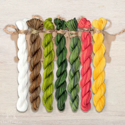 Set of OwlForest Hand-Dyed Threads for the “Harvest Season. Cucumbers” Chart (Thread Trade n.a. Kirov)