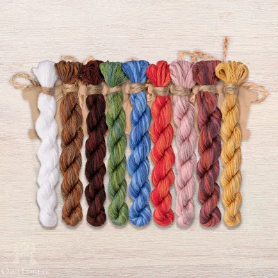 Set of OwlForest Hand-Dyed Threads for the “The Bear Family Portrait” Chart (DMC)