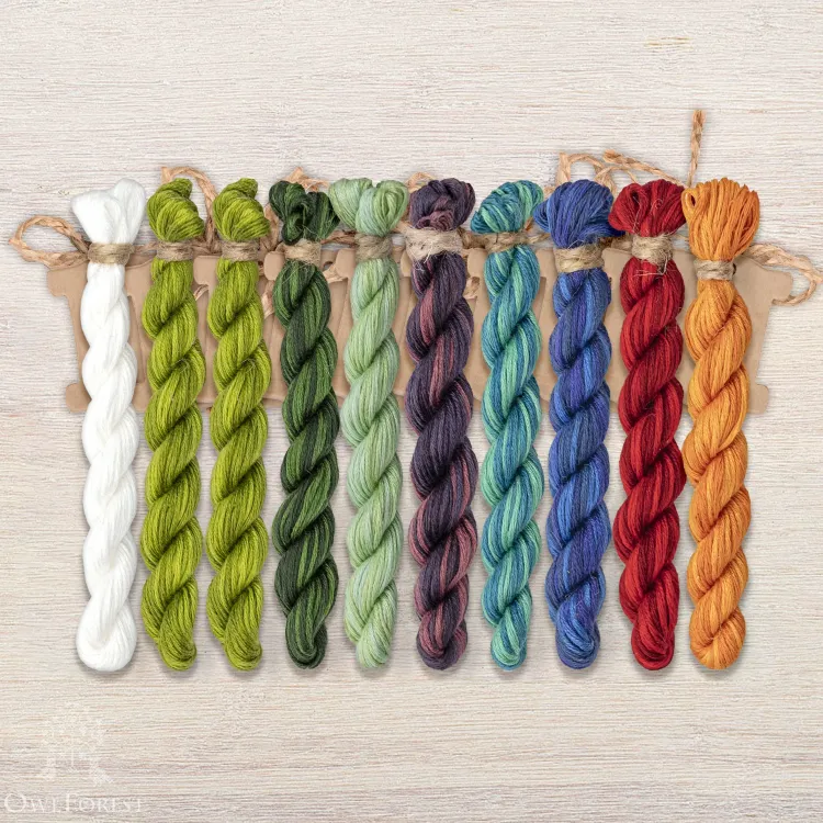 Set of OwlForest Hand-Dyed Threads for the “Bright Beetles” Chart (Thread Trade n.a. Kirov)