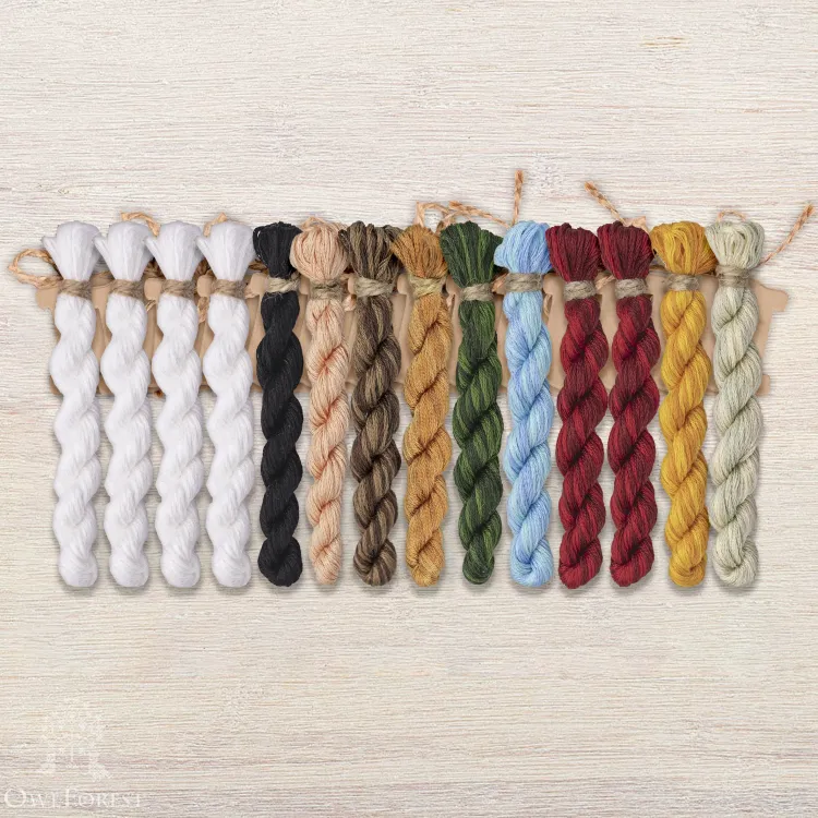 Set of OwlForest Hand-Dyed Threads for the “Farewell to Winter or Maslenitsa” Chart (DMC)