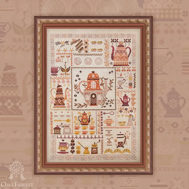 Printed embroidery chart “Coffee Sampler”