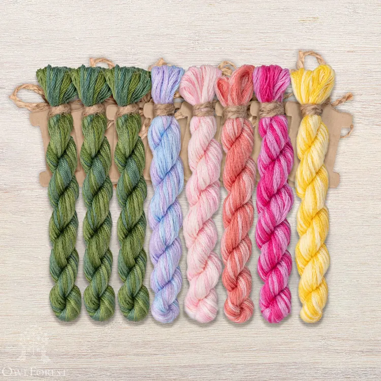 Set of OwlForest Hand-Dyed Threads for the “Flowering May” Chart (DMC)