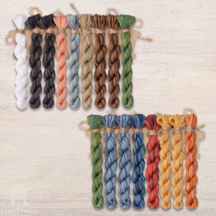 Set of OwlForest Hand-Dyed Threads for the “Treasure Island” Embroidery SAL (DMC)