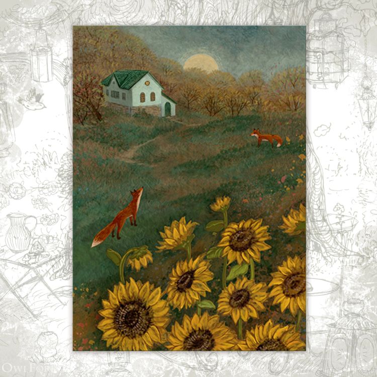 “Twilight Foxes” Postcard