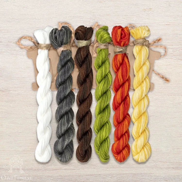 Set of OwlForest Hand-Dyed Threads for the “Dashing Beetle” Chart (Thread Trade n.a. Kirov)