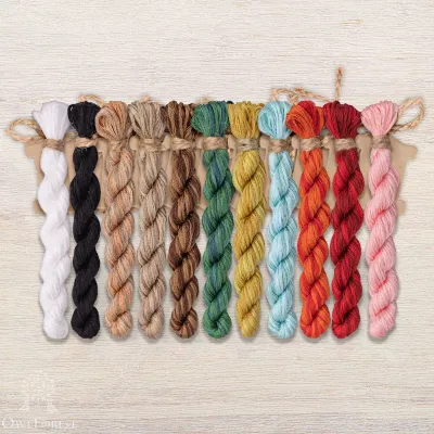 Set of OwlForest Hand-Dyed Threads for the “Hedgehog Meadow” Chart (DMC)