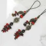 Scissor Fob “Pomegranate” Bronzy Metal Color Fittings