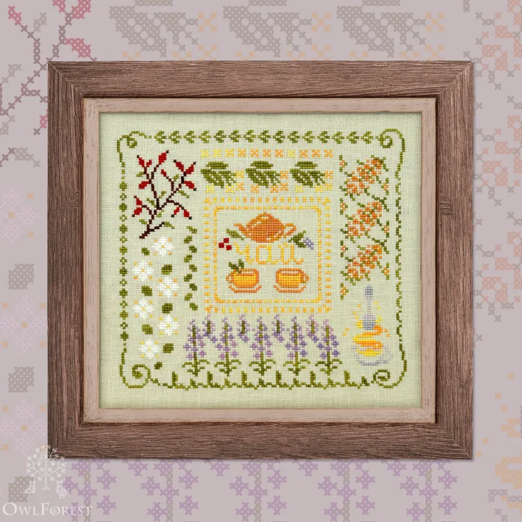 Digital embroidery chart “Summer Triptych. Tea” – Owlforest Embroidery