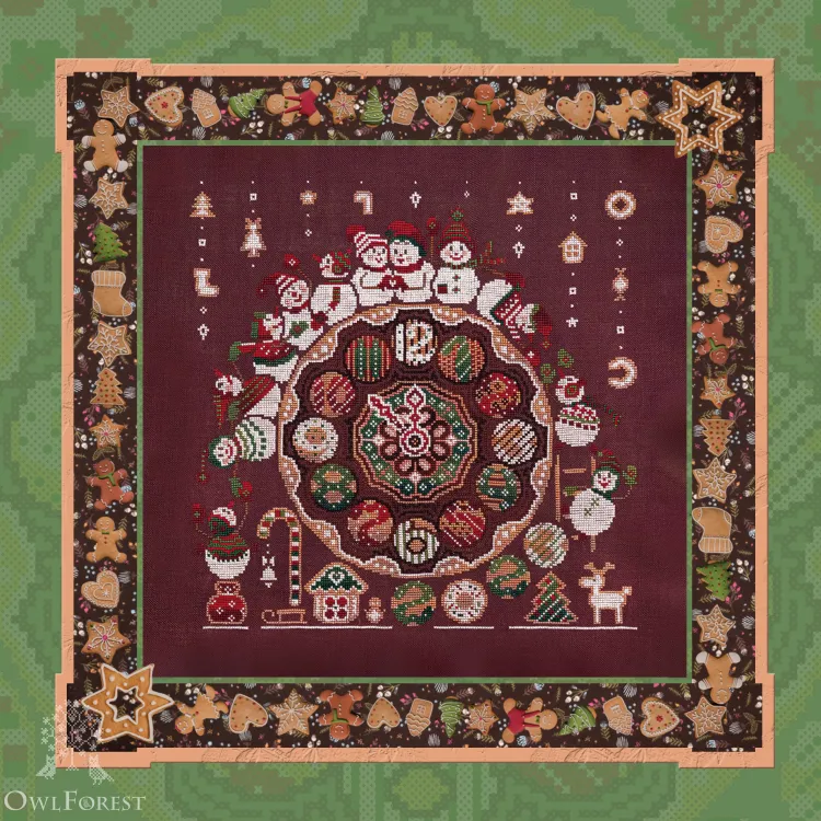 Printed embroidery chart “Ginger Snowmen”