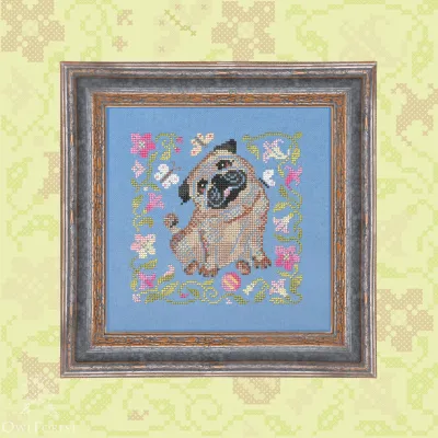 Printed embroidery chart “Curious Pugdog”