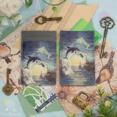 “Delphinus Constellation” Leather Cardholder