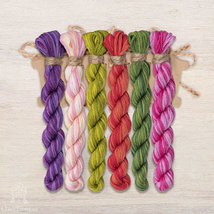 Set of OwlForest Hand-Dyed Threads for the “Fuchsia” Chart (DMC)