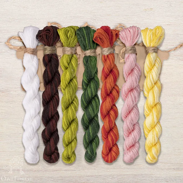 Set of OwlForest Hand-Dyed Threads for the “Beautiful Fly” Chart (DMC)