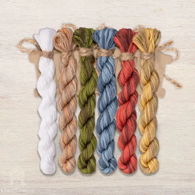 Set of OwlForest Hand-Dyed Threads for the “Snail Houses. Strawberries” Chart (DMC)
