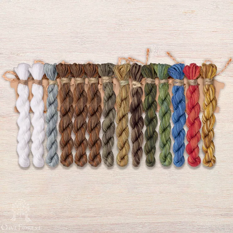 Set of OwlForest Hand-Dyed Threads for the “Owl Academy” Chart (DMC)