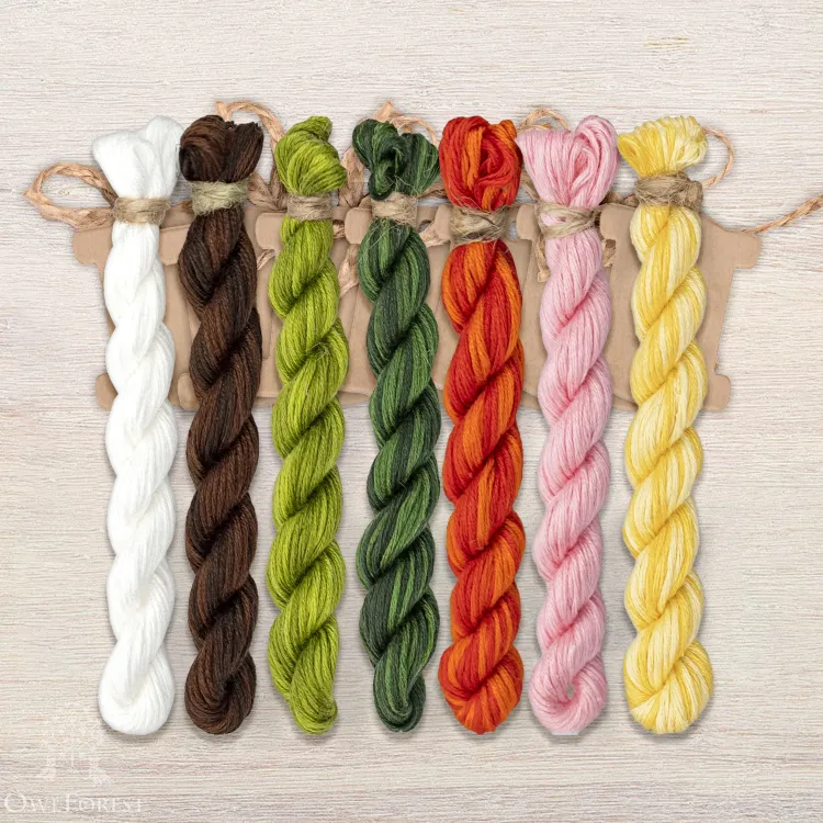 Set of OwlForest Hand-Dyed Threads for the “Beautiful Fly” Chart (Thread Trade n.a. Kirov)