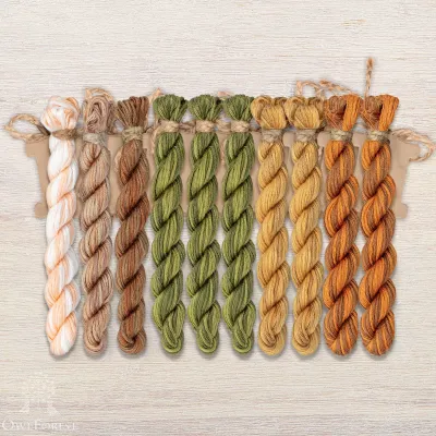 Set of OwlForest Hand-Dyed Threads for the “Pumpkin-color Autumn” Chart (Thread Trade n.a. Kirov)