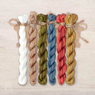 Set of OwlForest Hand-Dyed Threads for the “Snail Houses. Strawberries” Chart  (Thread Trade n.a. Kirov)
