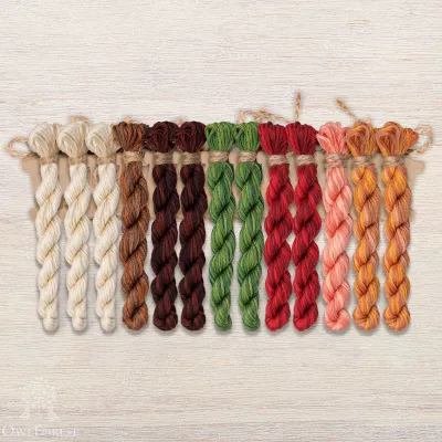 Set of OwlForest Hand-Dyed Threads for the “Ginger Snowmen” Chart (DMC)