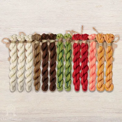 Set of OwlForest Hand-Dyed Threads for the “Ginger Snowmen” Chart (Thread Trade n.a. Kirov)