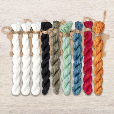 Set of OwlForest Hand-Dyed Threads for the “Polar Bears Quaker Ball” (Thread Trade n.a. Kirov)