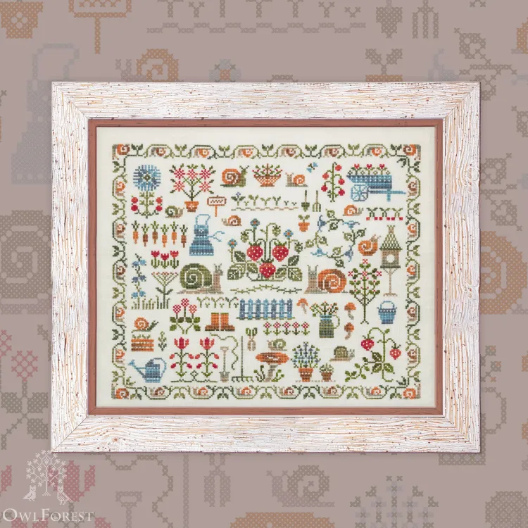 Digital embroidery chart “Snail Garden”