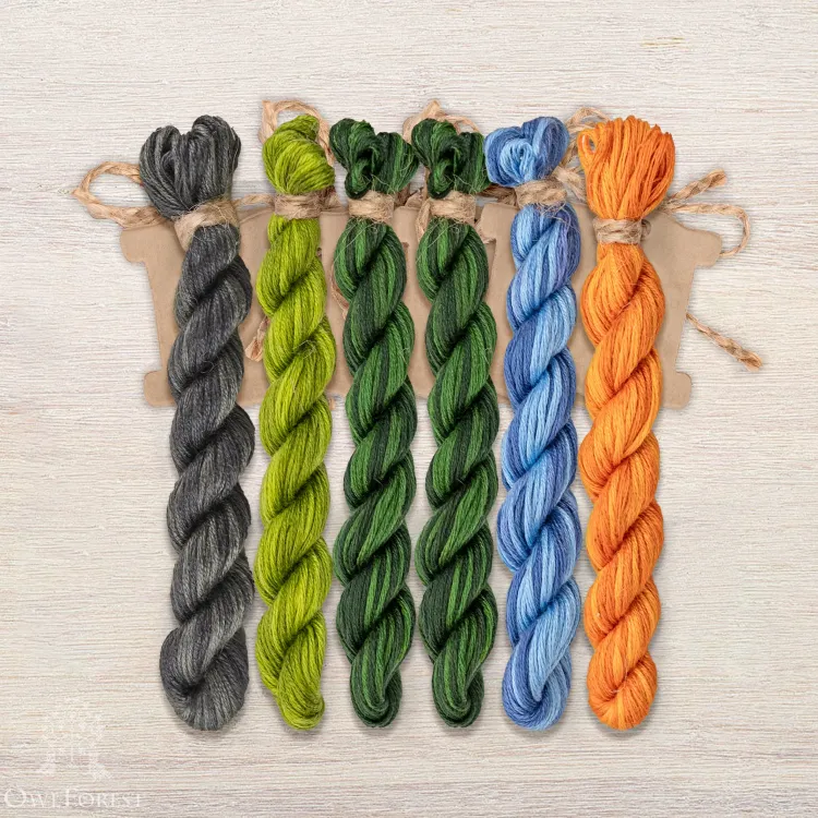 Set of OwlForest Hand-Dyed Threads for the “Sunny July” Chart (Thread Trade n.a. Kirov)