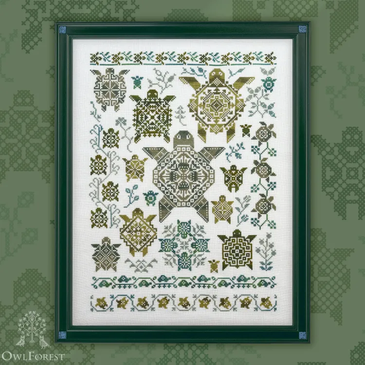 Printed embroidery chart “Turtle Quaker”