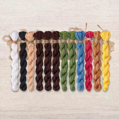 Set of OwlForest Hand-Dyed Threads for the “Brown Bears Quaker Ball” (DMC) 