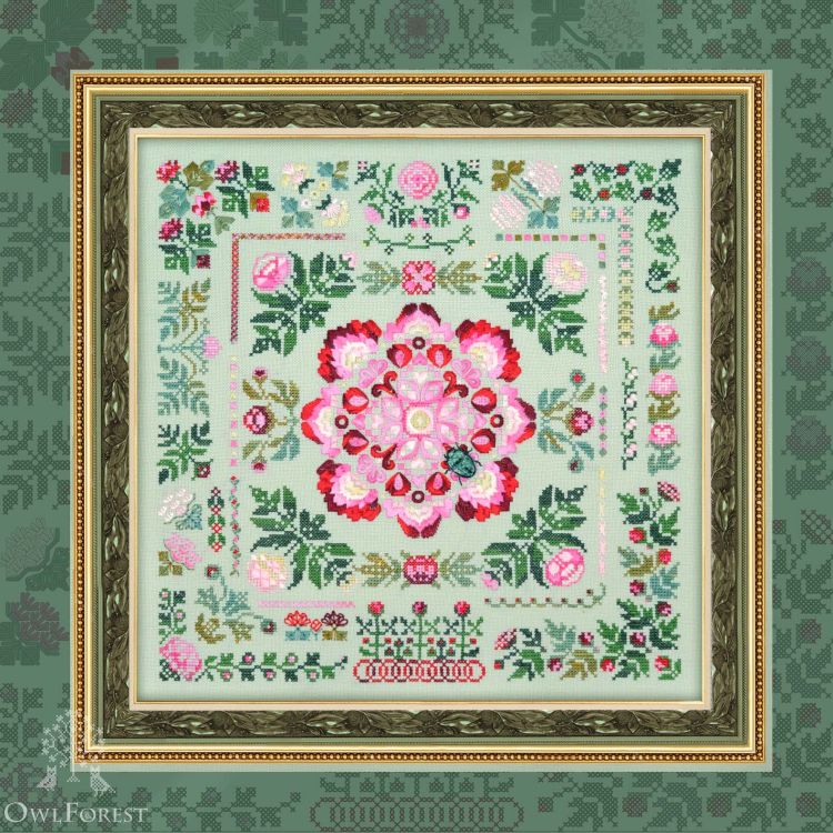 Digital embroidery chart “Showy Peony” – Owlforest Embroidery
