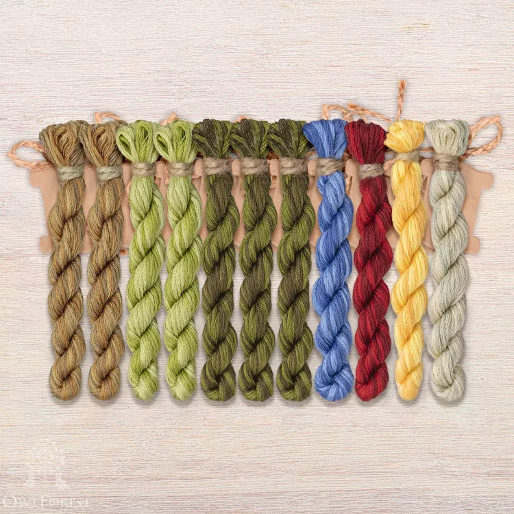 Set of OwlForest Hand-Dyed Threads for the “Forest Treasures” Chart (DMC)