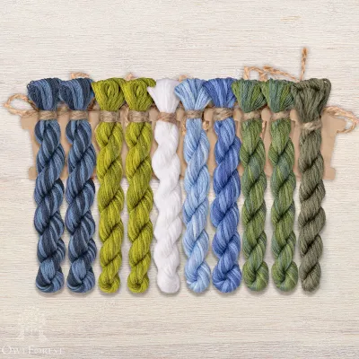 Set of OwlForest Hand-Dyed Threads for the “Blueberry House” Chart (DMC)